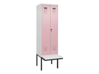 locker met bank,voor scheiding van kleding,HxBxD 2120x600x815mm,2vak - 2