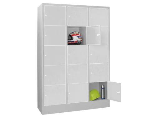 lockerkast,HxBxD 1850x1200x500mm,3x5vakken,RAL7035,front RAL7035