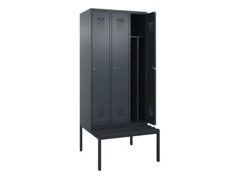 locker met bank,voor scheiding van kleding,HxBxD 2120x900x815mm,3vak