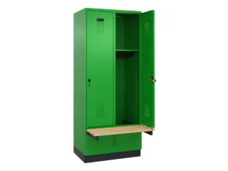 locker met bank,HxBxD 1950x800x815mm,2vak,vak B 400mm,draaigrendel - 1