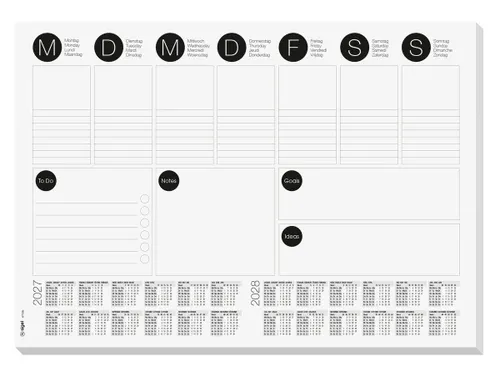 Designonderlegger Sigel week- planner A3 27/28 42x29,7cm 30 vel met to