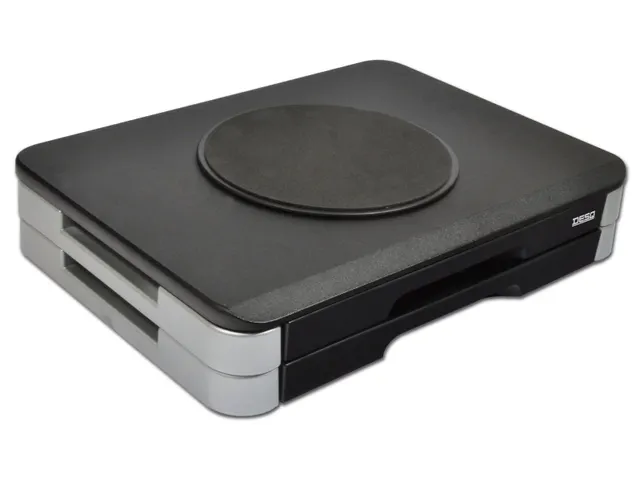 Monitorverhoger 2 Hoogte Standen 2 Lades Draaiplateau Zilver/Zwart