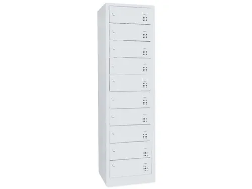 acculaadkast 1800x500x500mm 230V 10stekkerdozen/vakken front RAL7035