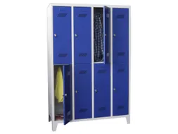dubbeldekse locker,HxBxD 1850x1200x500mm,4x2vak.,RAL7035,front RAL3000