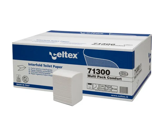 Toiletpapier Celtex gevouwen 2-laags wit 250 vel doos a 36 pak