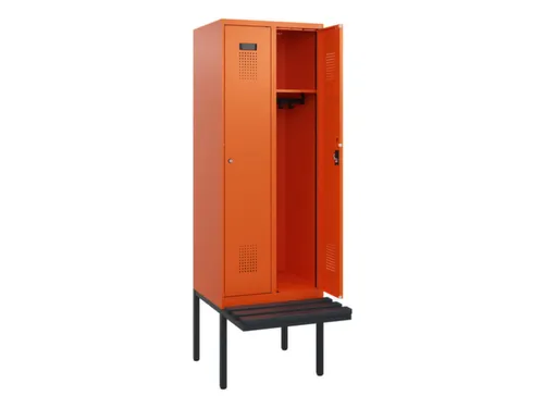 locker met bank,HxBxD 1950x600x815mm,2vak,vak B 300mm,cilinderslot