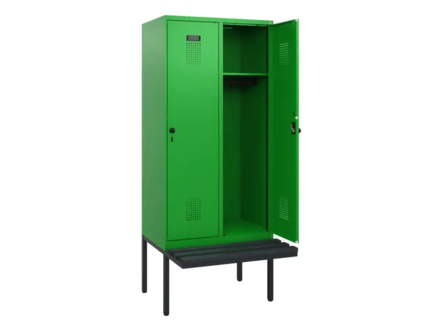 locker met bank,HxBxD 1950x800x815mm,2vak,vak B 400mm,draaigrendel