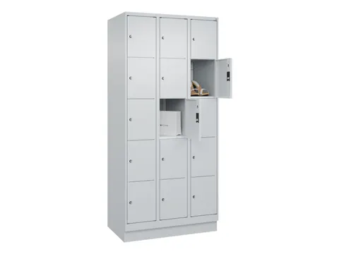 lockerkast,HxBxD 1950x900x500mm,3x5vakken,vak B 300mm,cil.-slot,sokkel