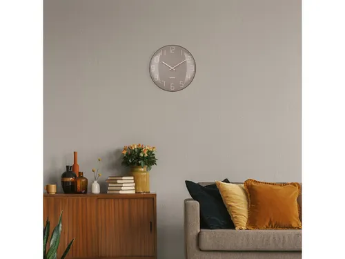 Wandklok Nextime dia 35cm bolvormig glas roze kunststof Shade