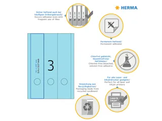 Herma 5138 Rugetiket breed 61x297mm Blauw permanent 60 stuks - 4