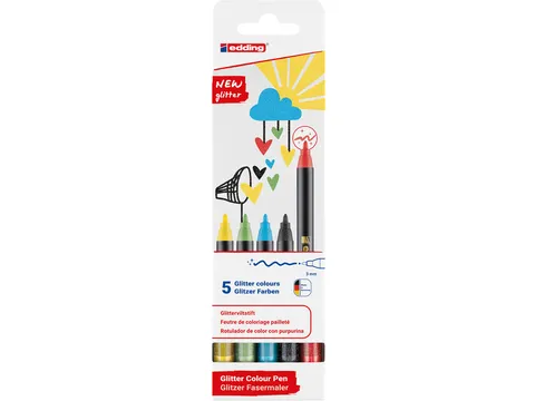 Fineliner edding 1200 fijn glitter assorti set à 5 stuks