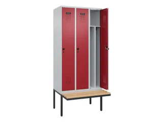 locker met bank,voor scheiding van kleding,HxBxD 2120x900x815mm,3vak - 1