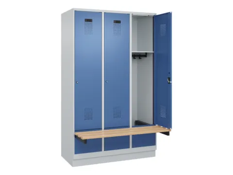locker met bank,HxBxD 1950x1200x815mm,3vak,vak B 400mm,cilinderslot