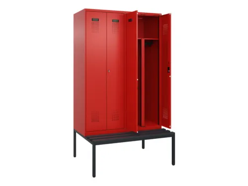 PBM-locker met bank,HxBxD 2120x1200x815mm,4vak,vak B 300mm