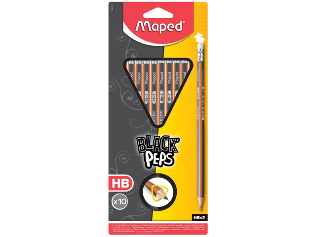 Black'Peps potlood HB, met gum, 10 stuks