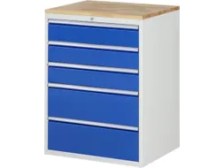 ladekast 1035x770x650mm 5laden cilinderslot RAL7035 RAL5010 beuken