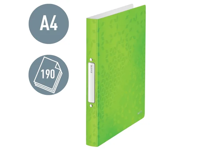Classeur Leitz WOW A4 2 anneaux méc-O PP vert