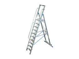 verrijdbare treden-platformladder eenzijdig 10treden stand H 2 35m