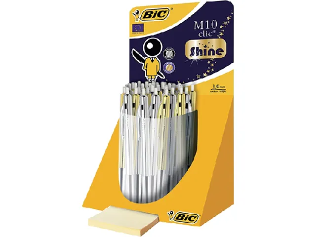 Stylo bille Bic M10 Shine or et argent