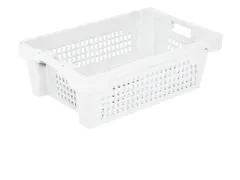 Euronorm Draaistapelbak 200x600x400mm Wanden/Bodem Opengew. Wit