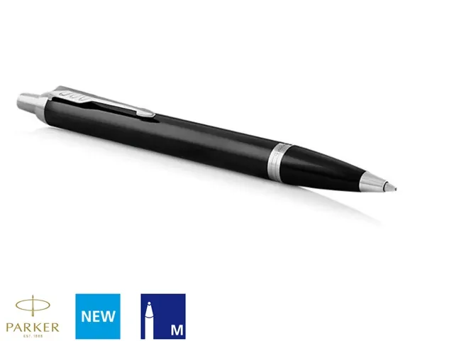 Balpen Parker IM Black Lacquer CT Medium Blauwe inkt