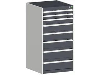 ladekast HxBxD 1200x650x650mm 8laden romp RAL7035 front RAL7016 - 1