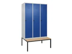 locker met bank,HxBxD 2120x1200x815mm,3vak,vak B 400mm,draaigrendel