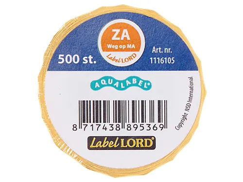 Voedseletiketten 54x22x54mm Aqualabel ZA weg op MA