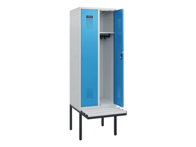 locker met bank,HxBxD 1950x600x815mm,2vak,vak B 300mm,cilinderslot