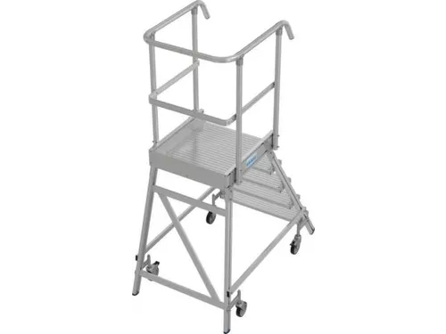 bordestrap,verrijdbaar,bordes H 1,2m,5treden,aluminium,4zwenkwielen