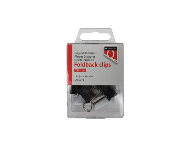 Foldback clips Quantore 19 mm assorti 12 stuks