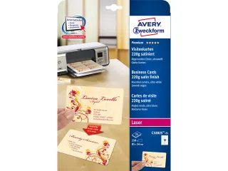 visitekaartjes Avery 85x54mm 220gr wit 25 vel 10 kaarten per vel - 1