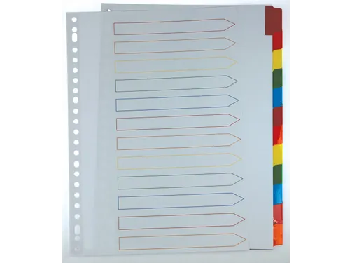 Tabblad karton A4 Assorti 12-delig 11-gaats Index