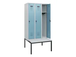 locker met bank,HxBxD 1950x900x815mm,3vak,vak B 300mm,draaigrendel