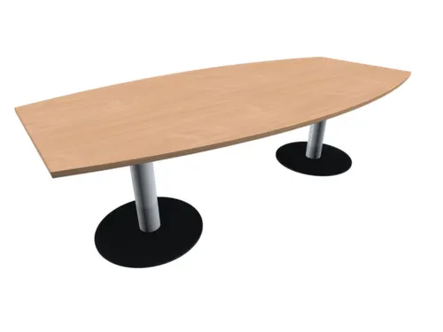 Vergadertafel vatvormig hxbxd 72x240x80/120cm blad beuken 2voeten Alu