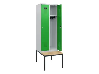 locker met bank,HxBxD 1950x600x815mm,2vak,vak B 300mm,cilinderslot - 1