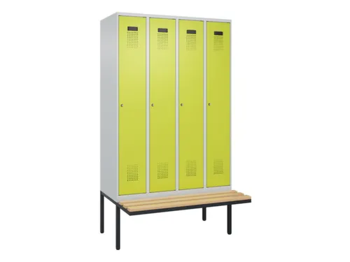 locker met bank,HxBxD 2120x1200x815mm,4vak,vak B 300mm,cilinderslot