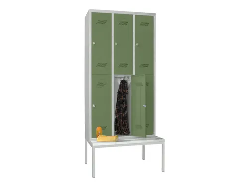 banklocker,dubbeldeks,HxBxD 2150x900x800mm,RAL7035,front RAL6011