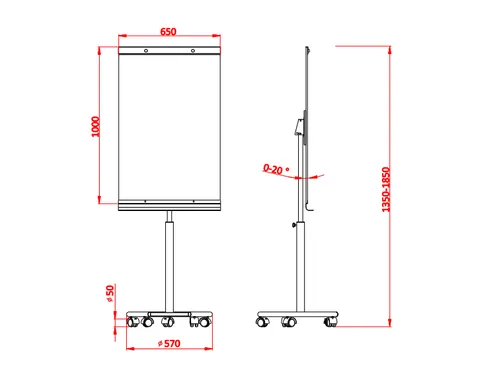 Mobiele Flipover Met Magnetisch Whiteboard 100x65cm