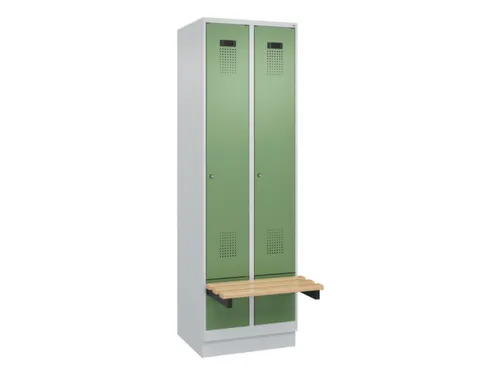 locker met bank,HxBxD 1950x600x815mm,2vak,vak B 300mm,cilinderslot