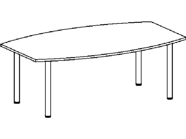 vergadertafel HxBxD 72x200x80cm vatvormig Lichtgrijs 4voeten Alu