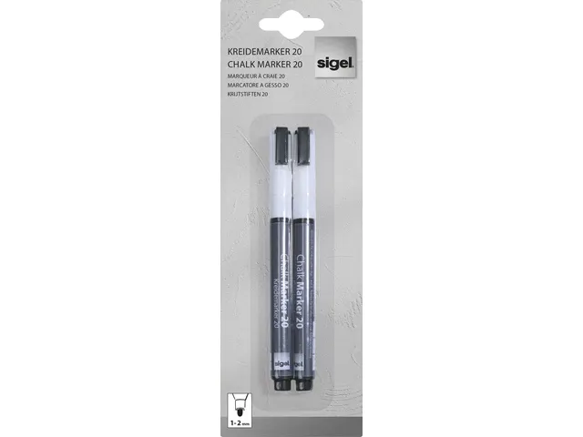 Marqueur de craie liquide Sigel 1-2mm 2 pces blanc