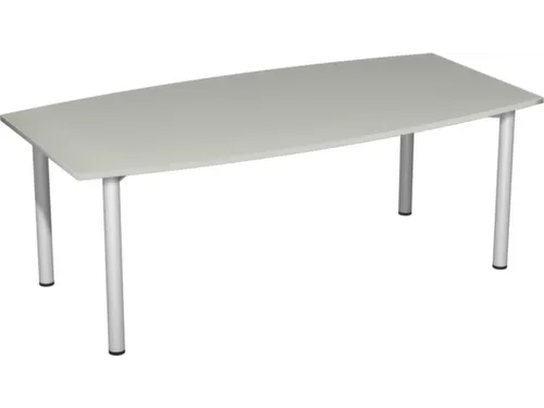 vergadertafel HxBxD 72x200x80cm vatvormig Lichtgrijs 4voeten Alu