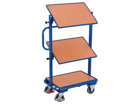 Bijzetwagen Eurobakken 200kg 3 Etages Hout 820x455mm Neigbaar Ral5010