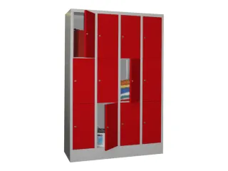 lockerkast,HxBxD 1850x1200x500mm,4x3vakken,RAL7035,front RAL3000 - 2