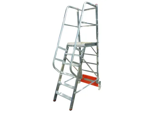 verrijdbare treden-platformladder,eenzijdig,6trede(n),stand H 1,4m
