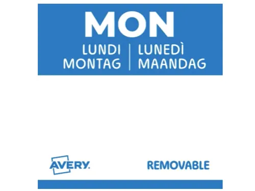 Etiket Avery HACCP maandag blauw 40x56mm 500 stuks