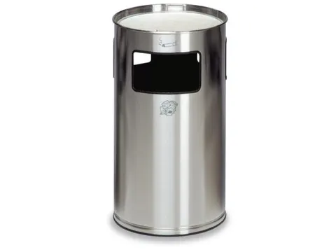 Combi-Asbak 750x420mm Drievoudige Sleuf Asbak Zwart Rond Rvs