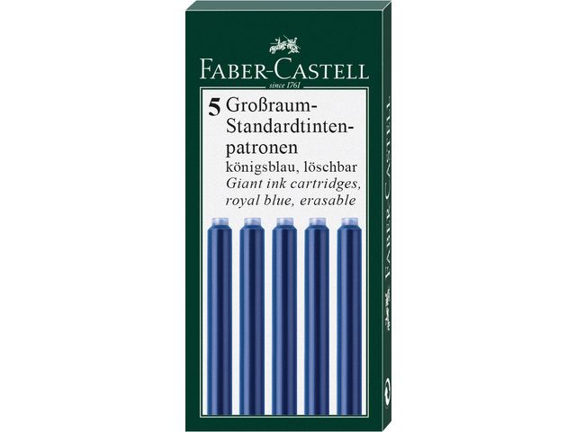 inktpatronen Faber-Castell doosje a 5 stuks extra lang blauw | FaberCastellShop.nl