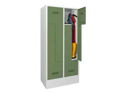 Z-garderobekast,HxBxD 1850x800x500mm,vak B 400mm,RAL7035,front RAL6011